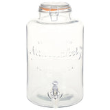 Water Dispenser XXL with Tap Transparent 8 L Glass - Front View