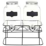 Beverage Dispensers 2 pcs with Stand 2 x 4 L Glass