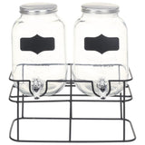 Beverage Dispensers 2 pcs with Stand 2 x 4  L Glass - Side View