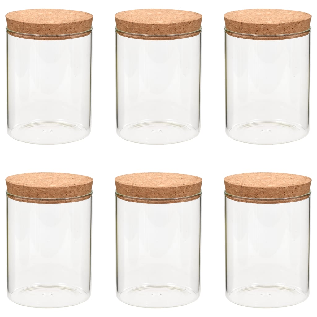 Storage Glass Jars with Cork Lid 6 pcs 650 ml