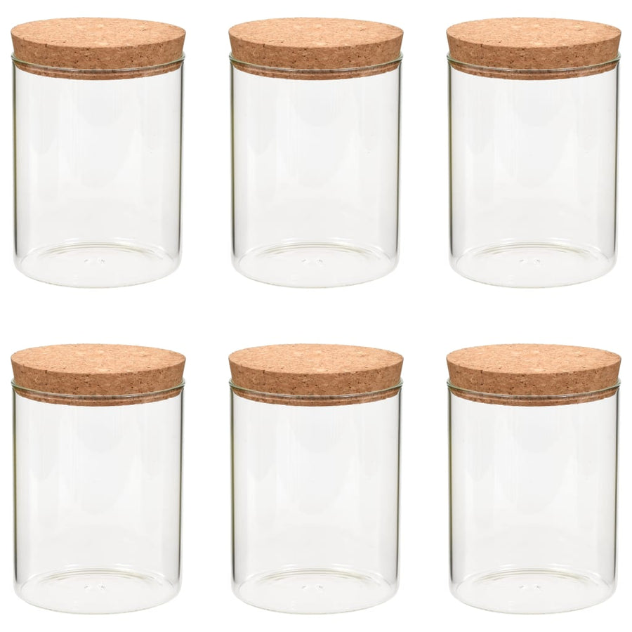 Storage Glass Jars with Cork Lid 6 pcs 650 ml