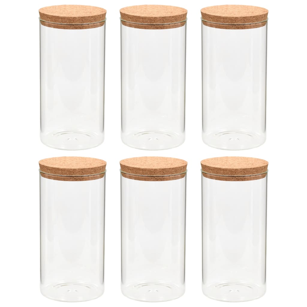 Storage Glass Jars with Cork Lid 6 pcs 1100 ml