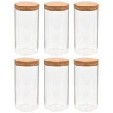 Storage Glass Jars with Cork Lid 6 pcs 1100 ml - Front View