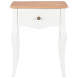 Nightstand White and Brown 40x30x50 cm Solid Pine Wood - Front View