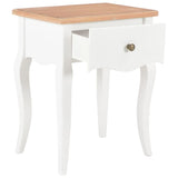 Nightstand White and Brown 40x30x50 cm Solid Pine Wood - Side View