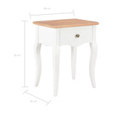 Nightstand White and Brown 40x30x50 cm Solid Pine Wood - Extra Image