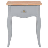 Nightstand Grey and Brown 40x30x50 cm Solid Pine Wood - Front View
