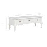 TV Cabinet White 100x35x35 cm Wood - Low Angle