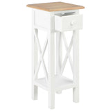 Side Table White 27x27x65.5 cm Wood