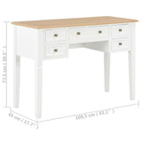 Writing Desk White 109.5x45x77.5 cm Wood - Low Angle