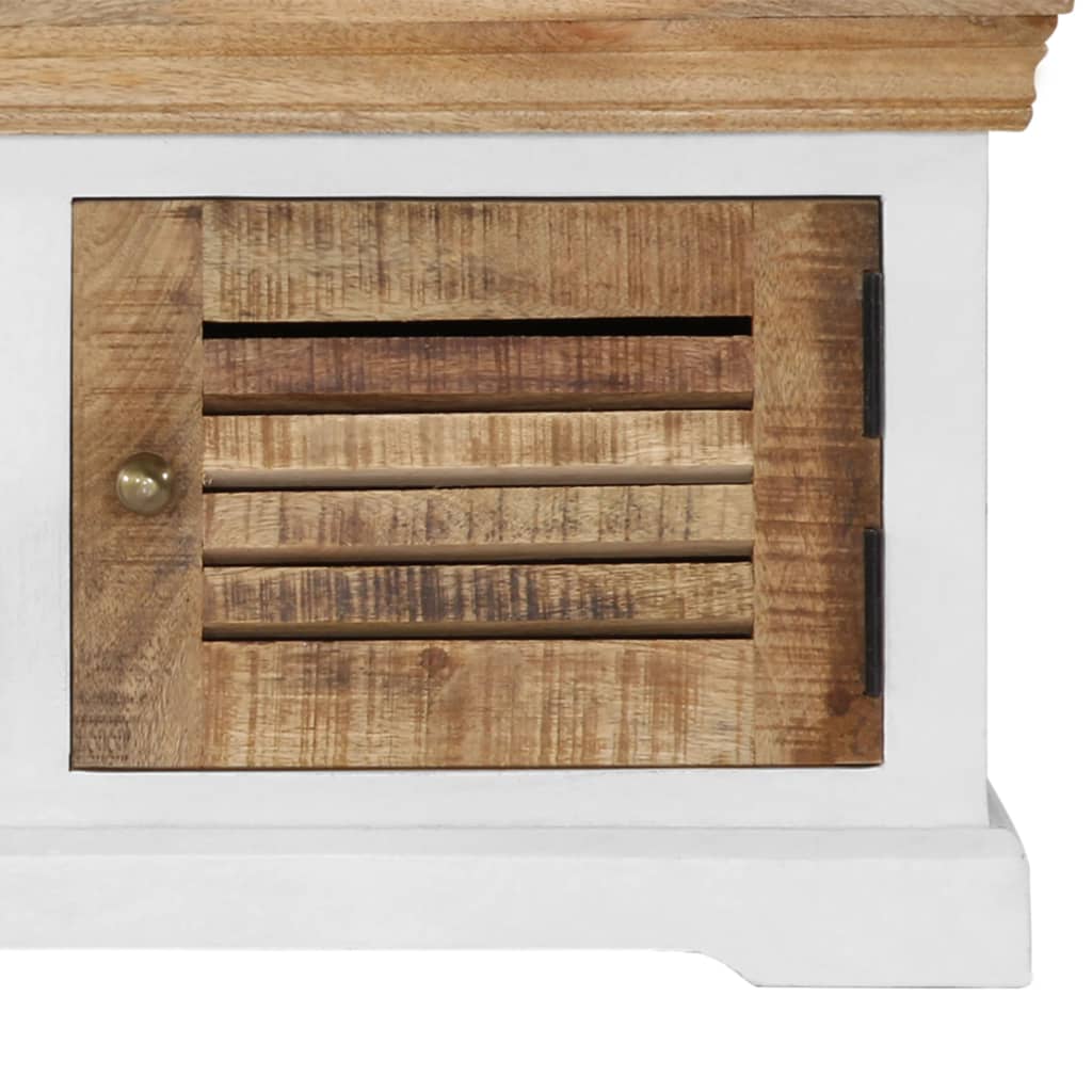 Tv Cabinet Solid Mango Wood Brown and white