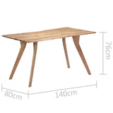 Dining Table 140x80x76 cm Solid Acacia Wood - Close-Up Angle