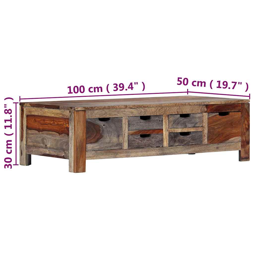 Coffee Table Grey 100x50x30 cm Solid Acacia Wood