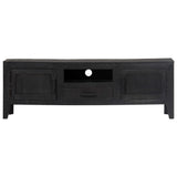 Tv Cabinet Black 118x30x40 Cm Solid Mango Wood - Front View