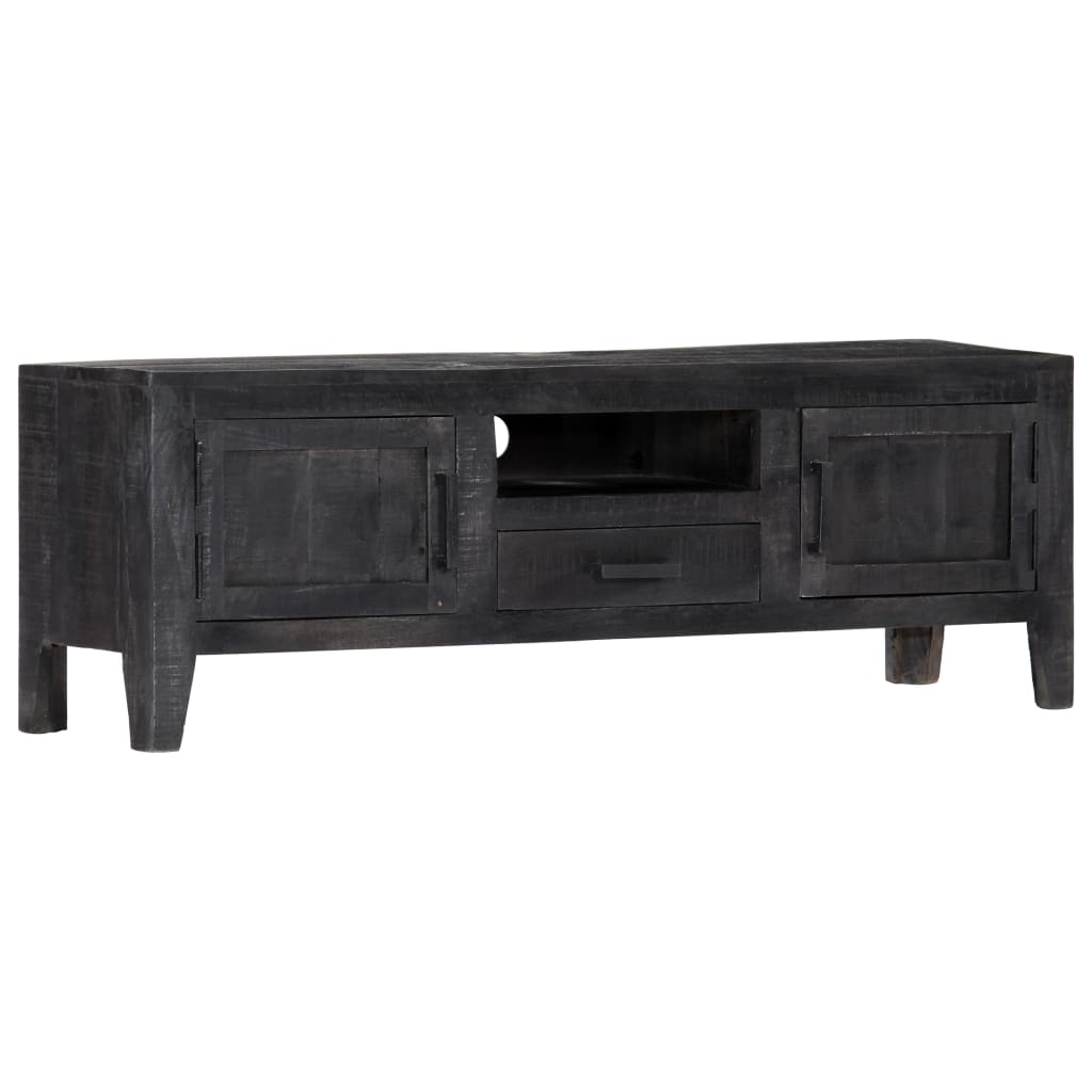 Tv Cabinet Black 118x30x40 Cm Solid Mango Wood