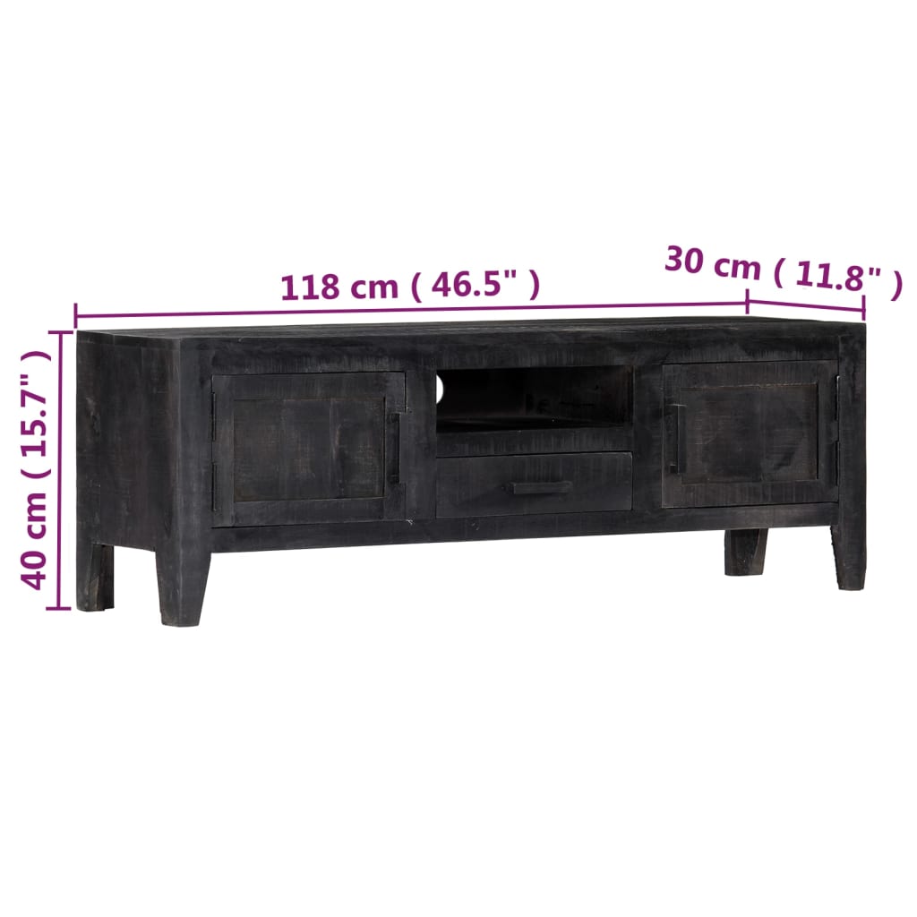 Tv Cabinet Black 118x30x40 Cm Solid Mango Wood