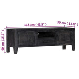 Tv Cabinet Black 118x30x40 Cm Solid Mango Wood - Low Angle