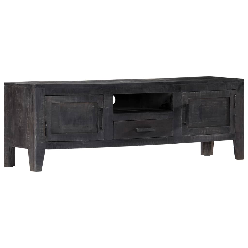 Tv Cabinet Black 118x30x40 Cm Solid Mango Wood