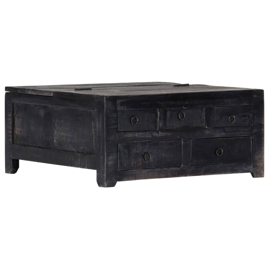 Coffee Table Black 65x65x30 Cm Solid Mango Wood