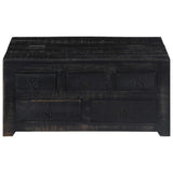 Coffee Table Black 65x65x30 Cm Solid Mango Wood - Front View
