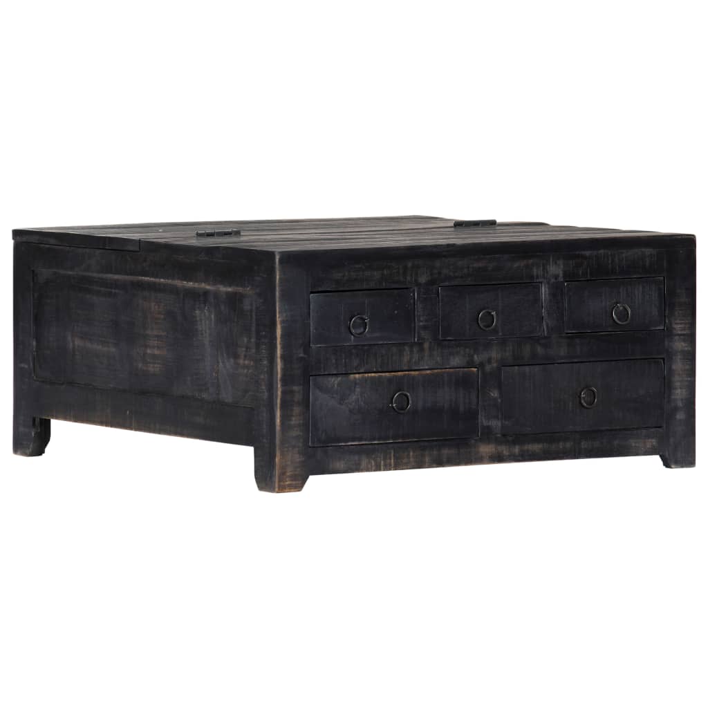 Coffee Table Black 65x65x30 Cm Solid Mango Wood
