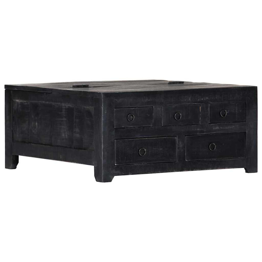 Coffee Table Black 65x65x30 cm Solid Mango Wood