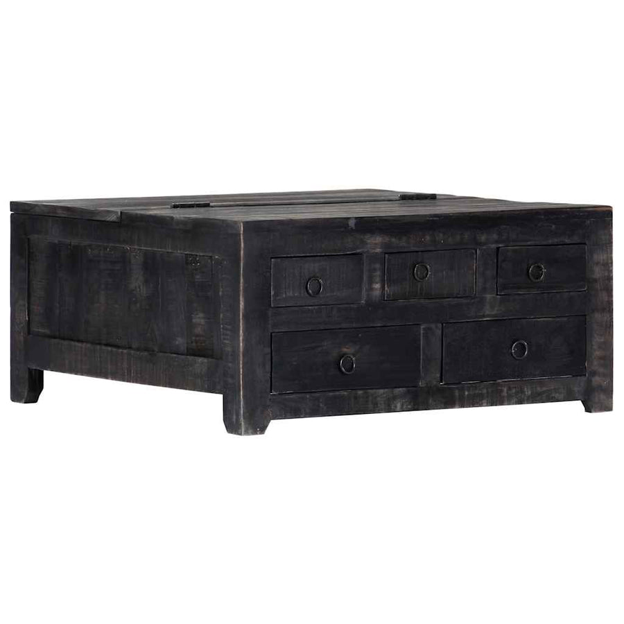 Coffee Table Black 65x65x30 cm Solid Mango Wood