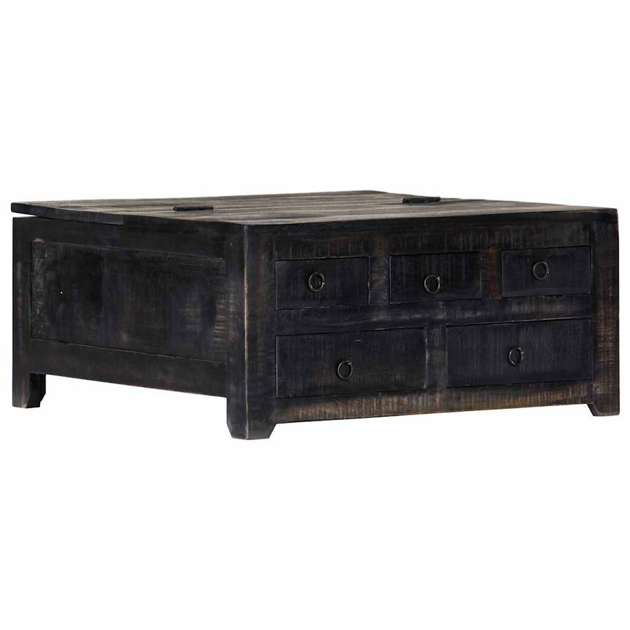 Coffee Table Black 65x65x30 cm Solid Mango Wood