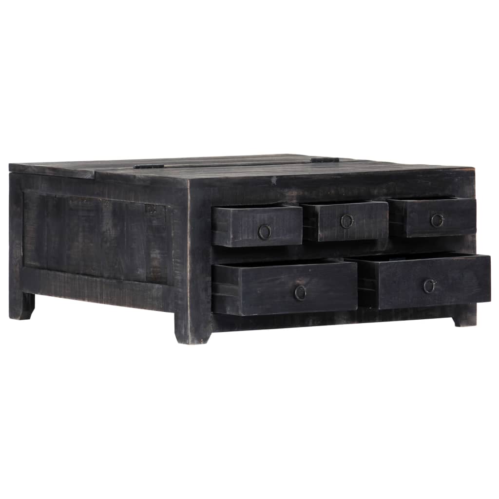 Coffee Table Black 65x65x30 Cm Solid Mango Wood