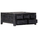 Coffee Table Black 65x65x30 Cm Solid Mango Wood - Side View
