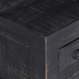 Coffee Table Black 65x65x30 Cm Solid Mango Wood - Close-Up Angle