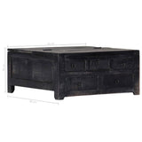 Coffee Table Black 65x65x30 Cm Solid Mango Wood - Extra Image