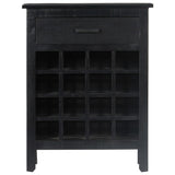 Wine Rack Black 56x35x75 Cm Solid Mango Wood - Front View