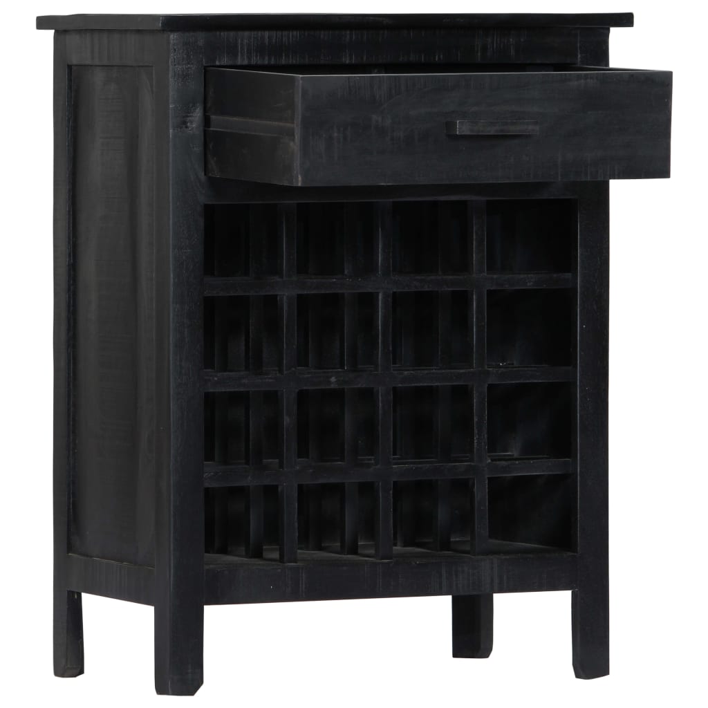 Wine Rack Black 56x35x75 Cm Solid Mango Wood