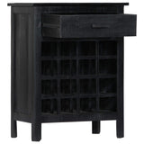 Wine Rack Black 56x35x75 Cm Solid Mango Wood - Side View