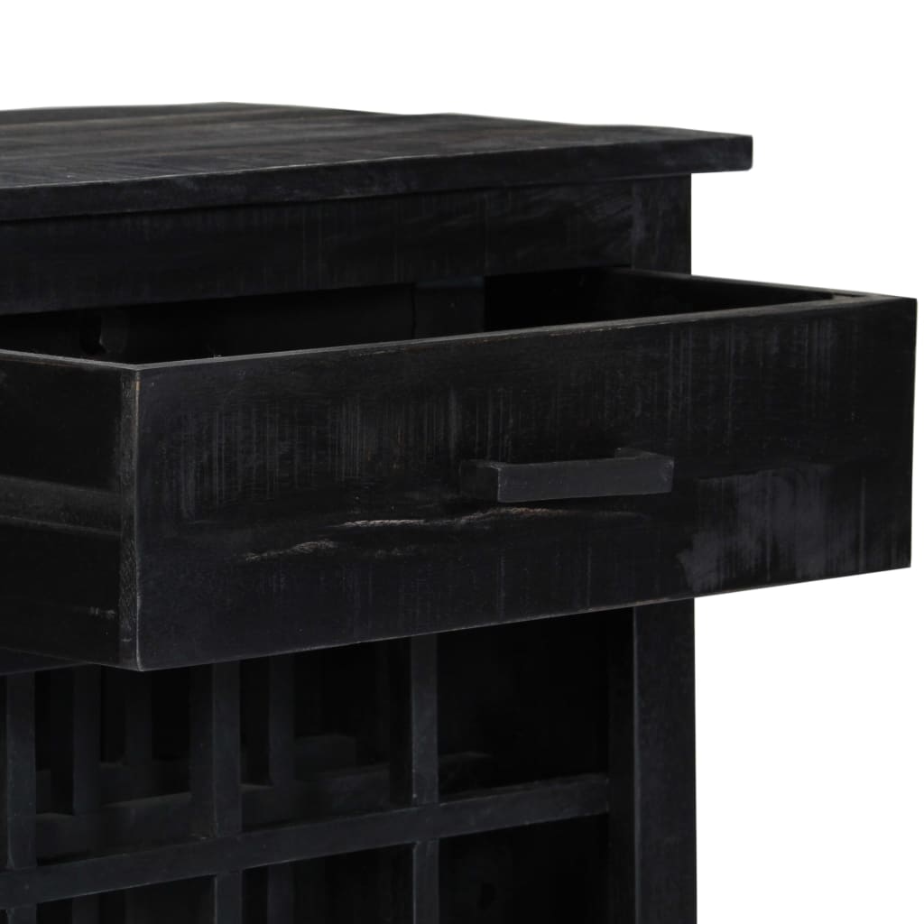 Wine Rack Black 56x35x75 Cm Solid Mango Wood