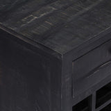 Wine Rack Black 56x35x75 Cm Solid Mango Wood - Close-Up Angle