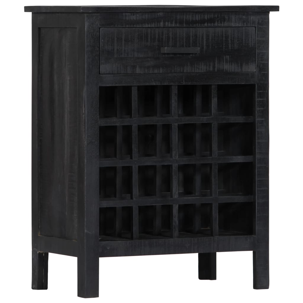 Wine Rack Black 56x35x75 Cm Solid Mango Wood