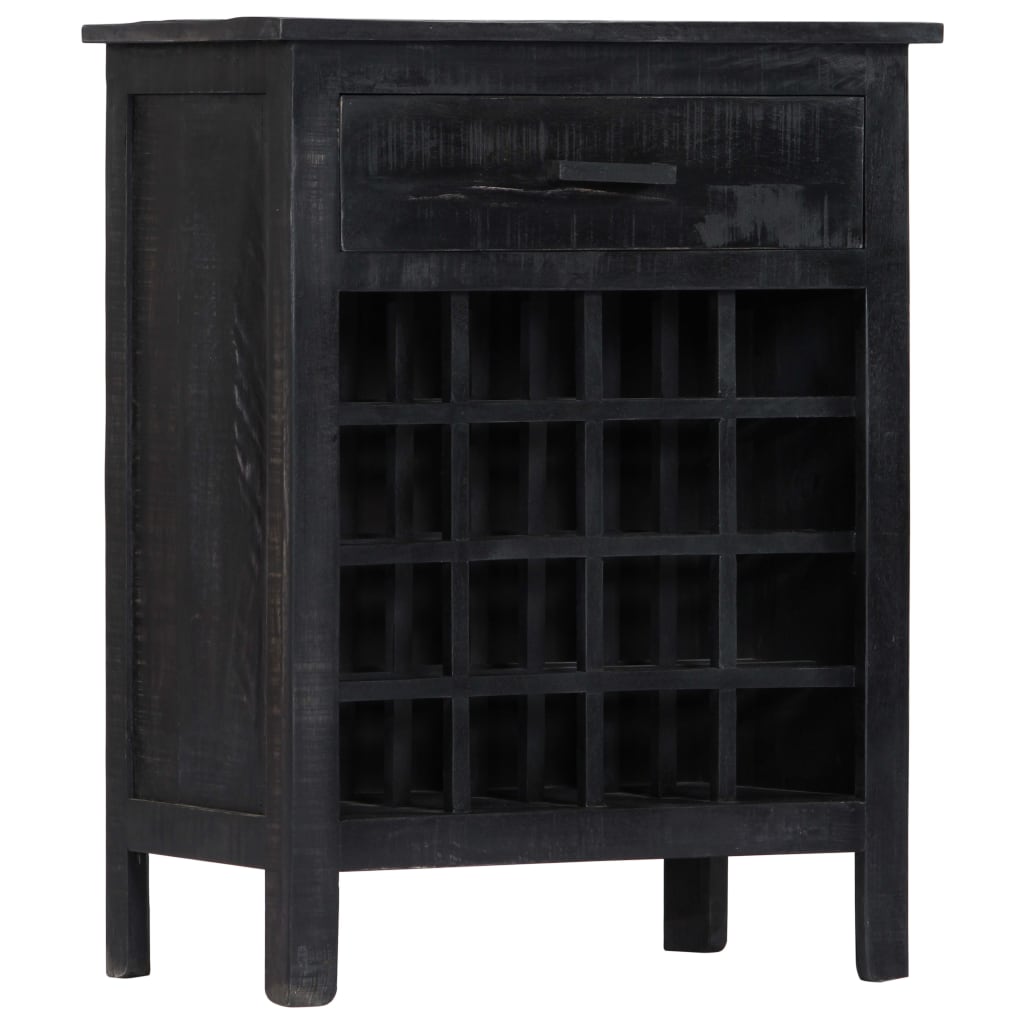 Wine Rack Black 56x35x75 Cm Solid Mango Wood