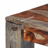 Dining Table Grey 180x90x76 cm Solid Acacia Wood - Close-Up Angle