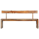 Bench 160 cm Grey Solid Acacia Wood - Front View