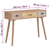 Console Table with 3 Drawers 100x30x73 cm Solid Pinewood - Low Angle