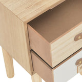 Bedside Cabinet with 2 Drawers 30x25x49.5 cm Solid Pinewood - Close-Up Angle