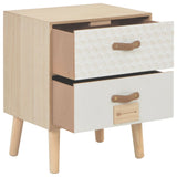 Bedside Cabinet with 2 Drawers 40x30x49.5 cm Solid Pinewood - Front View
