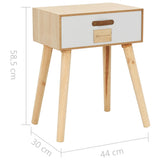 Bedside Table with a Drawer 44x30x58.5 cm Solid Pinewood - Close-Up Angle