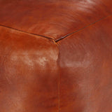 Pouffe Tan 40x40x40 cm Genuine Goat Leather - Side View