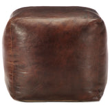 Pouffe Dark Brown 40x40x40 cm Genuine Goat Leather - Front View
