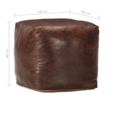 Pouffe Dark Brown 40x40x40 cm Genuine Goat Leather - Top-Down View
