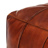 Pouffe Tan 60x60x30 cm Genuine Goat Leather - Side View