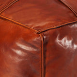 Pouffe Tan 60x60x30 cm Genuine Goat Leather - Top-Down View